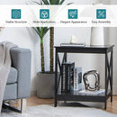 2-Tier Side Table with X-shape Design and 4 Solid Legs by LJGDeals