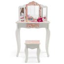 2-in-1 Kids Vanity Table Set with Tri-folding Mirror-Pink by LJGDeals