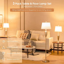 3 Piece Lamp with Set Modern Floor Lamp and 2 Table Lamps-Silver by LJGDeals