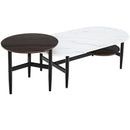 Set of 2 Modern Nesting Coffee Table with Extra Storage Shelf-White by LJGDeals