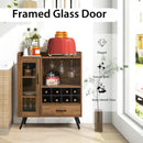 Buffet Sideboard with Removable Wine Rack and Glass Holder-Rustic Brown by LJGDeals