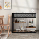 4-Tier Industrial Console Table with Wire Basket and shelf-Rustic Brown by DirectDeals