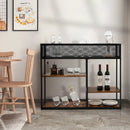 4-Tier Industrial Console Table with Wire Basket and shelf-Rustic Brown by LJGDeals