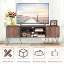 Retro Modern TV Stand with 6 Metal Legs for TVs up to 65 Inch with 2 Cable Holes by LJGDeals