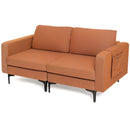 Modern Loveseat Sofa Couch with Side Storage Pocket and Sponged Padded Seat Cushions by LJGDeals
