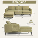 Modular 3-Seat L-shaped Sectional Sofa with Reversible Chaise and 2 USB Ports-Green by LJGDeals