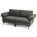 Modern Fabric Loveseat Sofa for with Metal Legs and Armrest Pillows by LJGDeals
