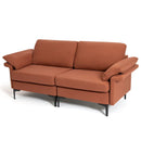 Modern Fabric Loveseat Sofa for with Metal Legs and Armrest Pillows by LJGDeals