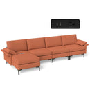 Extra Large L-shaped Sectional Sofa with Reversible Chaise and 2 USB Ports for 4-5 People by LJGDeals