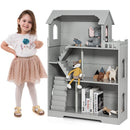 Kids Wooden Dollhouse Bookshelf with Anti-Tip Design and Storage Space
