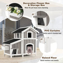2-Story Outdoor Wooden Feral Cat House with Escape Door-Grey by LJGDeals