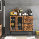 48 Inch Industrial Kitchen Buffet Sideboard with Metal Mesh Doors and Anti-toppling Device-Brown by LJGDeals