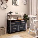 5 Drawers Storage Dresser with Fabric Bin for Living Room Bedroom-Black by LJGDeals