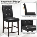Set of 2 Bar Stools with Rubber Wood Legs and Button-Tufted Back by LJGDeals