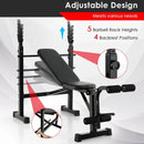 Adjustable Weight Bench and Barbell Rack Set with Weight Plate Post by LJGDeals
