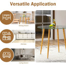 Round Glass Dining Table Leisure Coffee Table with Metal Legs-Natural by LJGDeals