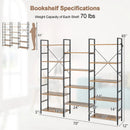 Large Triple Wide Floor Standing Bookcase Display Shelf with Metal Frame-Rustic Brown by LJGDeals