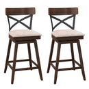 Set of 2 Wooden Swivel Bar Stools with Cushioned Seat and Open X Back by LJGDeals