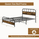 Queen Size Industrial Metal Platform Bed Frame Headboard Mattress Foundation by LJGDeals
