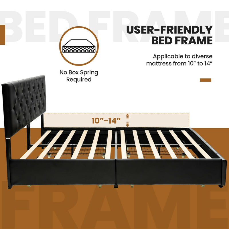 Full/Queen PU Leather Upholstered Platform Bed with 4 Drawers, photo 4 of 16