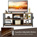 Mid-Century Wooden TV Stand with Storage Basket for TVs up to 65 Inch-Rustic Brown by LJGDeals