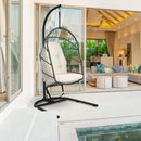 Hanging Wicker Egg Chair with Stand -Beige