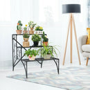 3-Tier Metal Plant Stand with Widened Grid Shelf for Porch Garden-Black by LJGDeals