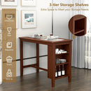 Counter Height Bar Table with 3-Tier Storage Shelves for Home Restaurant by LJGDeals