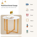 Multifunctional Round Side End Table with Bamboo Legs and X-Shaped Base by LJGDeals