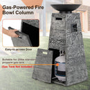 48 Inch Propane Fire Bowl Column with Lava Rocks and PVC Cover-Gray by LJGDeals