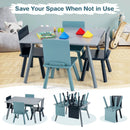 5 Pieces Kids Wooden Activity Play Furniture Set with Building Blocks-Blue by LJGDeals