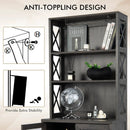 Tall Freestanding Bar Cabinet Buffet with Glass Holder and Adjustable Shelf-Gray by LJGDeals