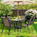 6 Pieces Patio Stackable Dining Chairs with Curved Armrests and Breathable Fabric by LJGDeals