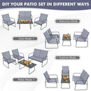 4 Pieces of Metal Patio Furniture Chat Set with Tempered Glass Coffee Table by LJGDeals