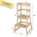 2-in-1 Multifunctional Toddler Step Stool with Safety Rail-Natural