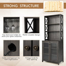 Tall Freestanding Bar Cabinet Buffet with Glass Holder and Adjustable Shelf-Gray by DirectDeals