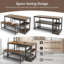 3 Pieces Dining Table Set for 4 with Wine Rack-Brown by LJGDeals