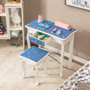 Princess Vanity Table and Chair Set with Tri-Folding Mirror and Snowflake Print-Blue by LJGDeals