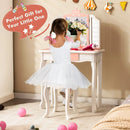 Princess Vanity Table and Chair Set with Tri-Folding Mirror and Snowflake Print-Pink by LJGDeals