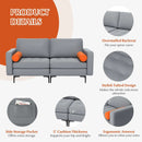 Modern Loveseat Sofa with 2 Bolsters and Side Storage Pocket-Gray by DirectDeals