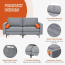 Modern Loveseat Sofa with 2 Bolsters and Side Storage Pocket-Gray by LJGDeals