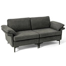 Modern Fabric Loveseat Sofa for with Metal Legs and Armrest Pillows by LJGDeals