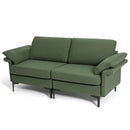 Modern Fabric Loveseat Sofa for with Metal Legs and Armrest Pillows by LJGDeals