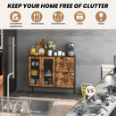 48 Inch Industrial Kitchen Buffet Sideboard with Metal Mesh Doors and Anti-toppling Device-Brown by LJGDeals