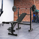 Adjustable Weight Bench and Barbell Rack Set with Weight Plate Post by LJGDeals