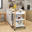 3-Tier Kitchen Island Cart Rolling Service Trolley with Bamboo Top by LJGDeals