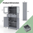 3 Tier Freee-Standing Bathroom Cabinet with 2 Drawers and Glass Doors by LJGDeals