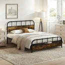 Queen Size Industrial Metal Platform Bed Frame Headboard Mattress Foundation by DirectDeals