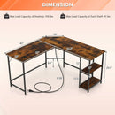 L Shaped Computer Desk with 2 Outlets and 2 USB Ports-Brown by LJGDeals
