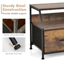 Dresser TV Stand with 2 Folding Fabric Drawers and Open Shelves-Rustic Brown by LJGDeals